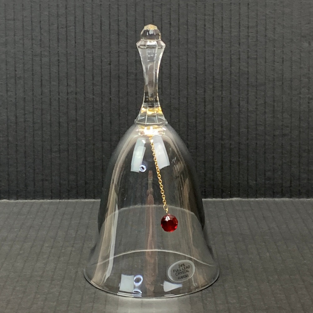 Avon‎ 24% Lead Crystal Bell with Red Clapper Vintage Home Decor